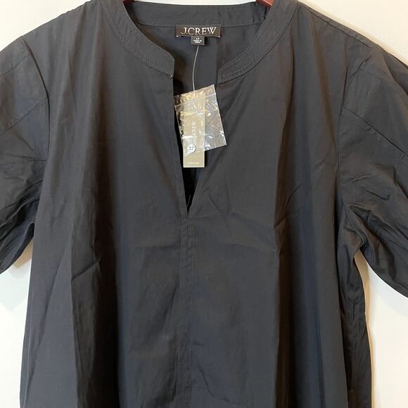 J.Crew Delilah Mini Dess Cotton Poplin Short Sleeves Vacation CJ494 Black FLAW L - Picture 2 of 16